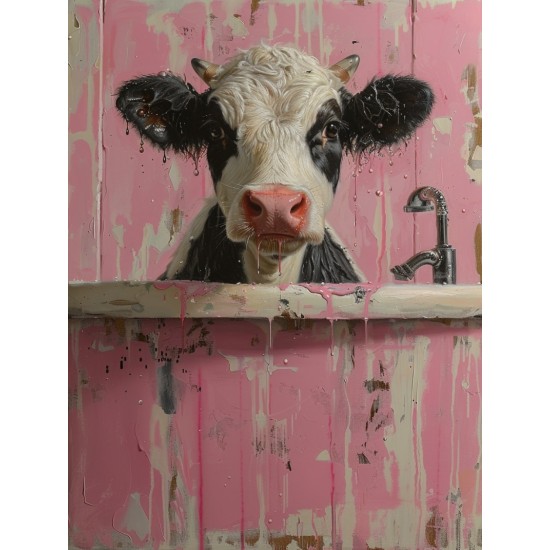 Bathtub cow - Πίνακας σε καμβά - Πίνακας σε καμβά Κάδρα / Καμβάδες