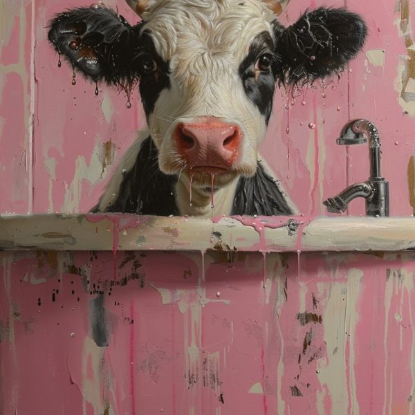 Bathtub cow - Πίνακας σε καμβά