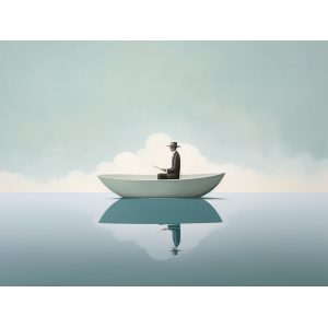 Βoat on a lake - Πίνακας σε καμβά