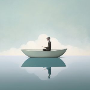Βoat on a lake - Πίνακας σε καμβά