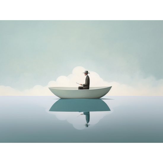 Βoat on a lake - Πίνακας σε καμβά Βoat on a lake - Πίνακας σε καμβά