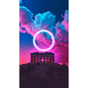 Circle surrounded by clouds - Πίνακας σε καμβά