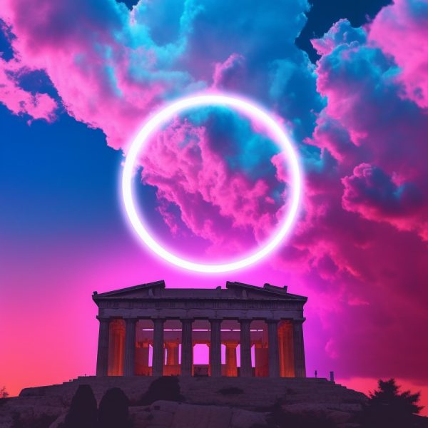 Circle surrounded by clouds - Πίνακας σε καμβά