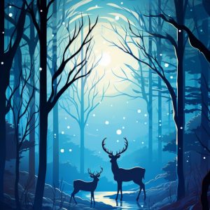 Deer silhouettes - Πίνακας σε καμβά