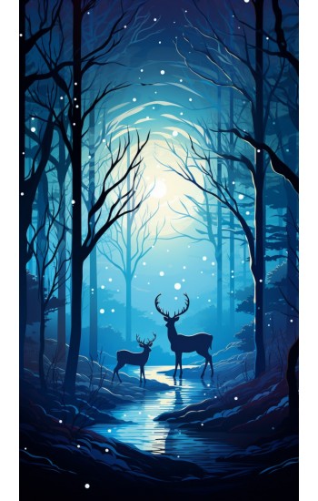 Deer silhouettes - Πίνακας σε καμβά