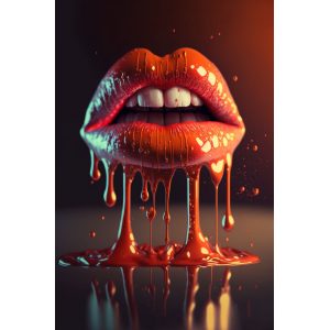 Female red lips - Πίνακας σε καμβά Female red lips - Πίνακας σε καμβά