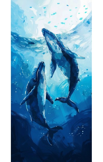 Freedom whales - Πίνακας σε καμβά