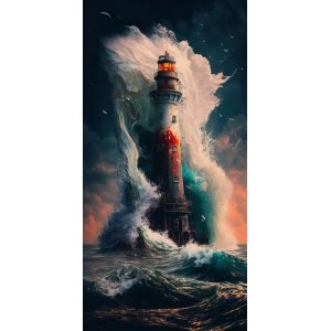 Lighthouse in waves - Πίνακας σε καμβά