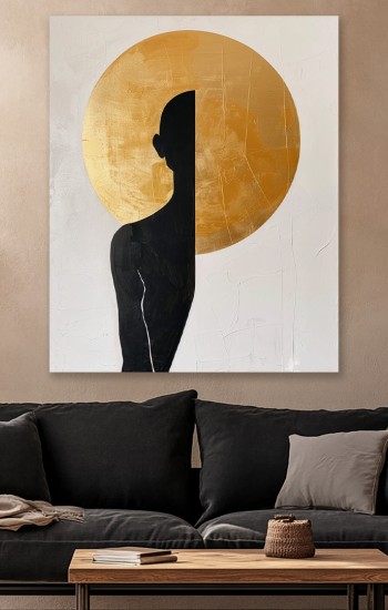 Minimalist black and gold - Πίνακας σε καμβά