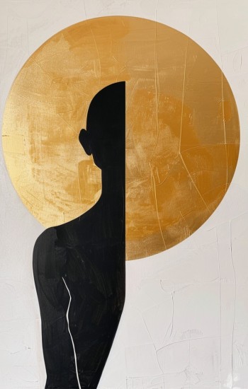 Minimalist black and gold - Πίνακας σε καμβά