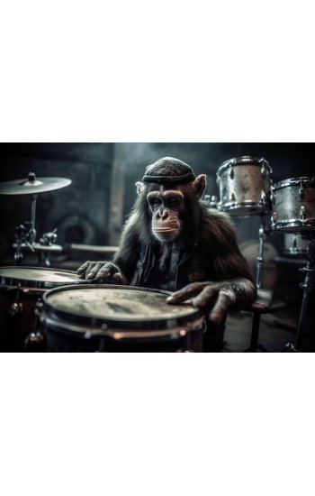Monkey in a rock band - Πίνακας σε καμβά
