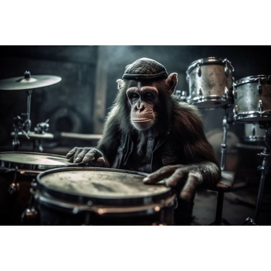 Monkey in a rock band - Πίνακας σε καμβά Κάδρα / Καμβάδες