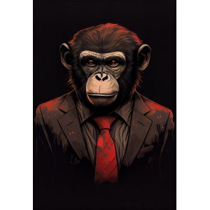 Monkey in a black suite - Πίνακας σε καμβά