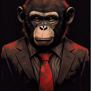 Monkey in a black suite - Πίνακας σε καμβά