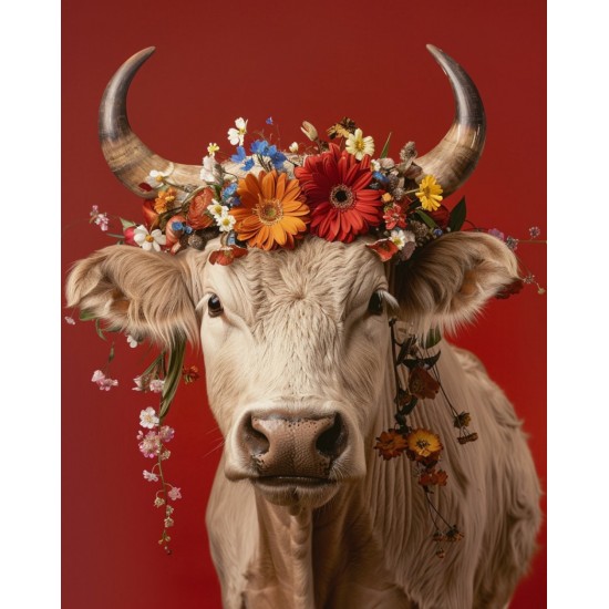 Ox with flowers - Πίνακας σε καμβά - Πίνακας σε καμβά Κάδρα / Καμβάδες