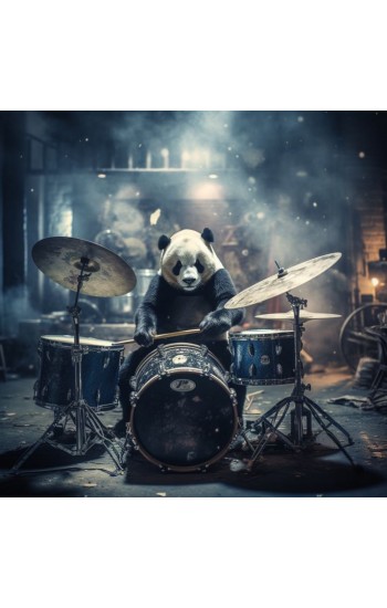 Panda in a rock band - Πίνακας σε καμβά