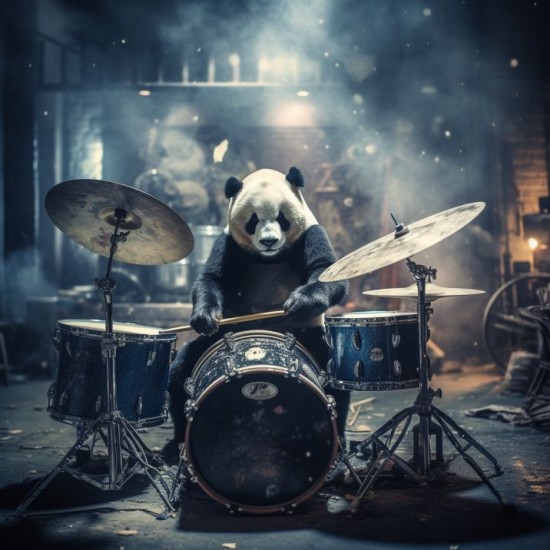 Panda in a rock band - Πίνακας σε καμβά Κάδρα / Καμβάδες
