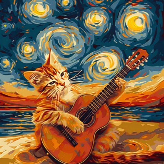 Playing the guitar - Πίνακας σε καμβά