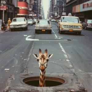 Road giraffe - Πίνακας σε καμβά