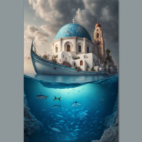 Santorini island blue white dome church 2 - Πίνακας σε καμβά Κάδρα / Καμβάδες Santorini island blue white dome church 2 - Πίνακας σε καμβά Κάδρα / Καμβάδες