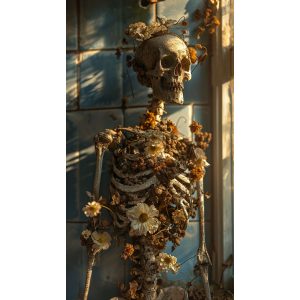Skeleton made of flowers - Πίνακας σε καμβά