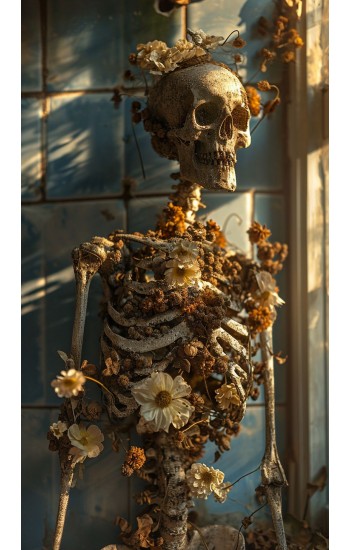 Skeleton made of flowers - Πίνακας σε καμβά