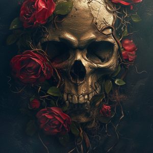 Skull and roses - Πίνακας σε καμβά