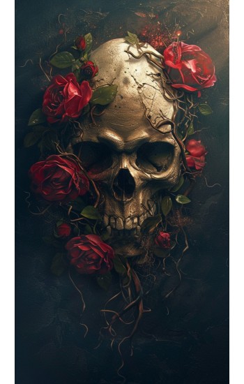 Skull and roses - Πίνακας σε καμβά