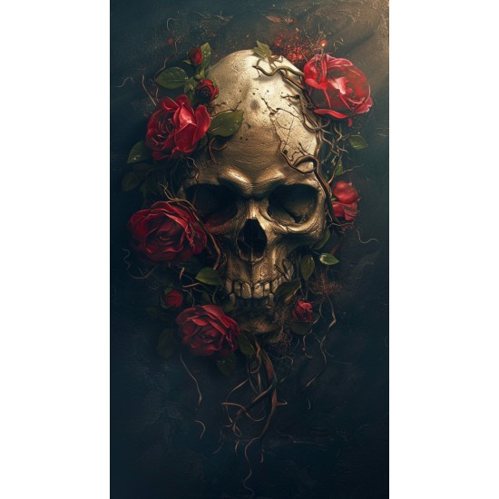 Skull and roses - Πίνακας σε καμβά