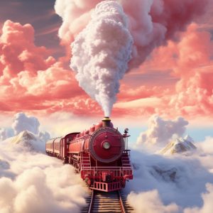 Train in the sky - Πίνακας σε καμβά