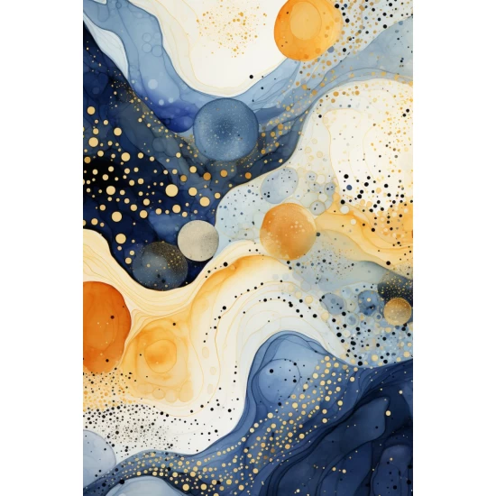 Gold and blue changes - Πίνακας σε καμβά