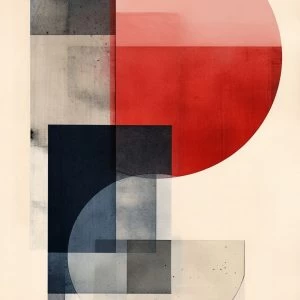 Κόκκινοι κύκλοι σε στυλ Bauhaus - Πίνακας σε καμβά