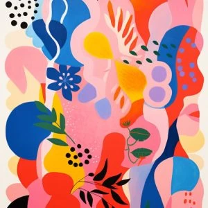 Σχήματα Matisse σε ροζ και μπλε - Πίνακας σε καμβά