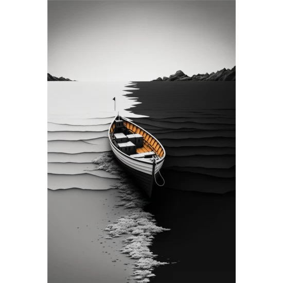 White and black seascape - Πίνακας σε καμβά