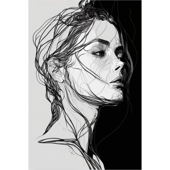 White and black womans face - Πίνακας σε καμβά