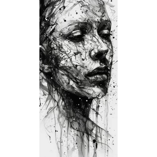 White and black womans face 2 - Πίνακας σε καμβά