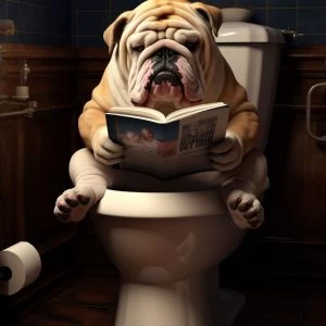 Βulldog in toilet - Πίνακας σε καμβά