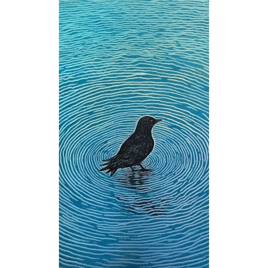 Crow in water - Πίνακας σε καμβά