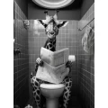 Happy giraffe on toilet - Πίνακας σε καμβά