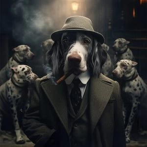 Σέτερ με πούρο - Mafia animals - Πίνακας σε καμβά