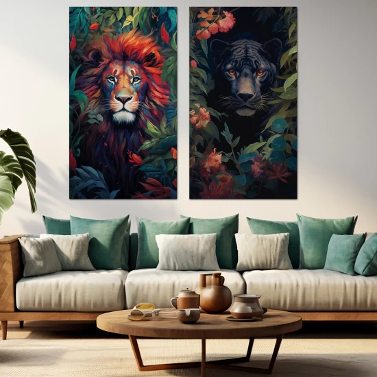Lion in the jungle - Πίνακας σε καμβά