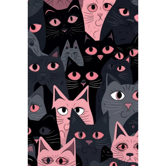 Pink and grey cats - Πίνακας σε καμβά