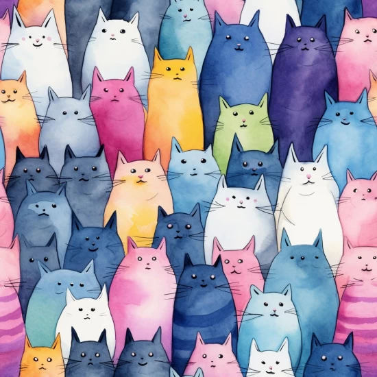 Watercolor cats - Πίνακας σε καμβά