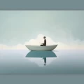 Βoat on a lake - Πίνακας σε καμβά