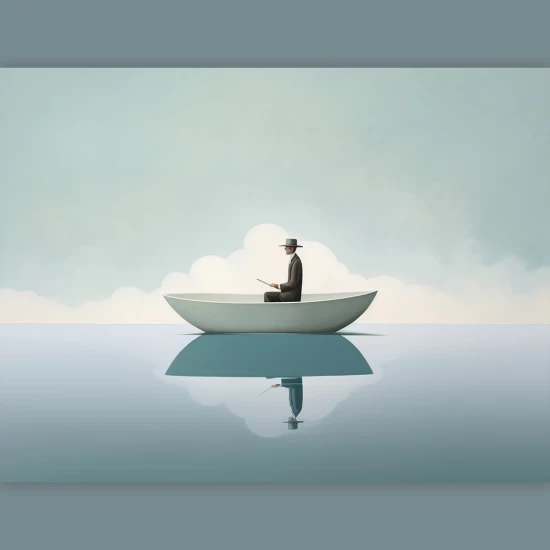 Βoat on a lake - Πίνακας σε καμβά