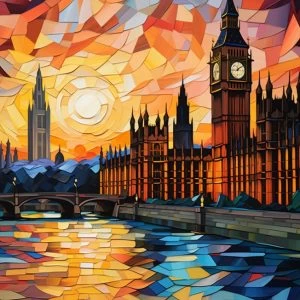 Το Big Ben σε μωσαϊκό στυλ - Πίνακας σε καμβά