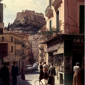Η παλιά Αθήνα σε ασπρόμαυρο - Πίνακας σε καμβά Η παλιά Αθήνα σε ασπρόμαυρο - Πίνακας σε καμβά