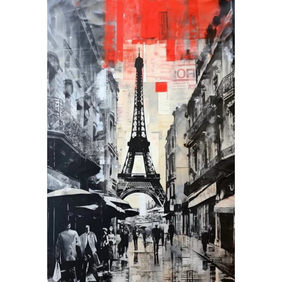 Paris newspaper collage - Πίνακας σε καμβά