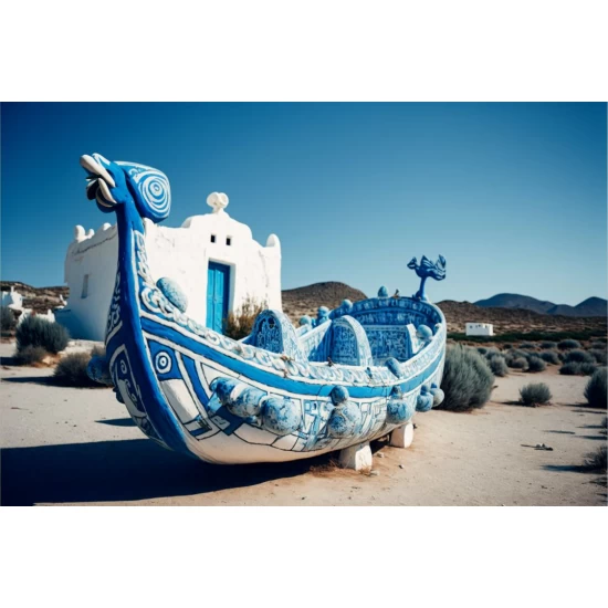 Blue boat - Πίνακας σε καμβά