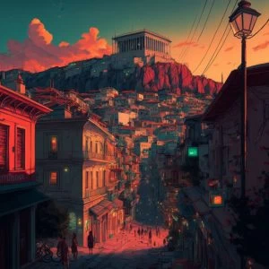 Old city 2 - Πίνακας σε καμβά